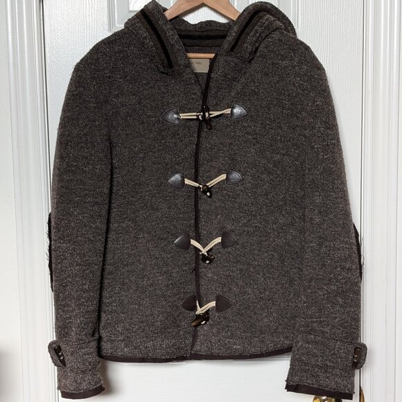 Wool Blend Hooded Men's Coat with - Picture 1 of 3